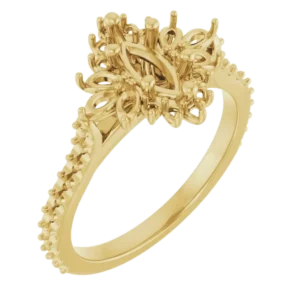 14K Yellow 8x4 mm Marquise Halo-Style Engagement Ring Mounting